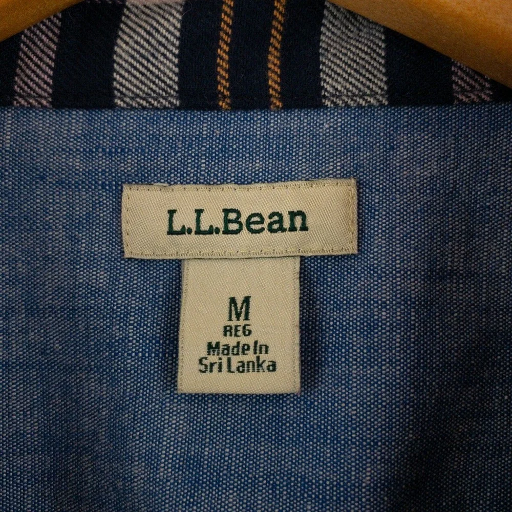 L.L. Bean Flannel Shirt Womens Medium Blue Pink Plaid Long Sleeve Soft - Picture 5 of 12